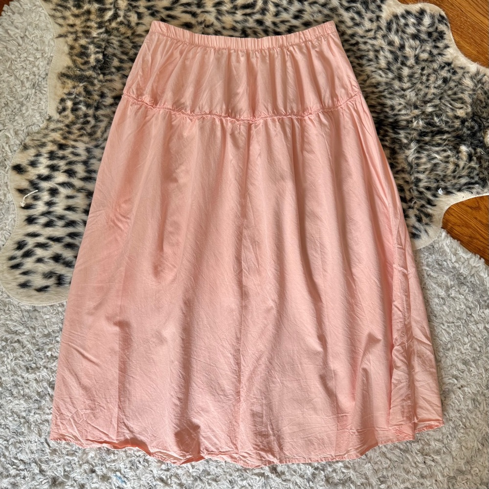 Vintage Pink Peach Dainty Lace Milkmaid Maxi Skirt